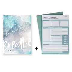 Breathe gratitude journal bundle with I believe in me notepad for mental health