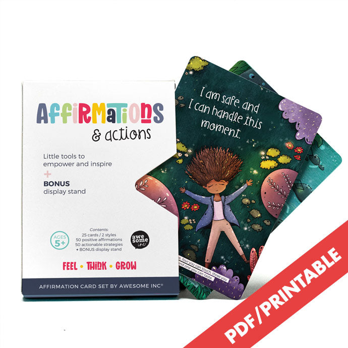 Affirmations & Actions Card Set | PDF (age 5+)